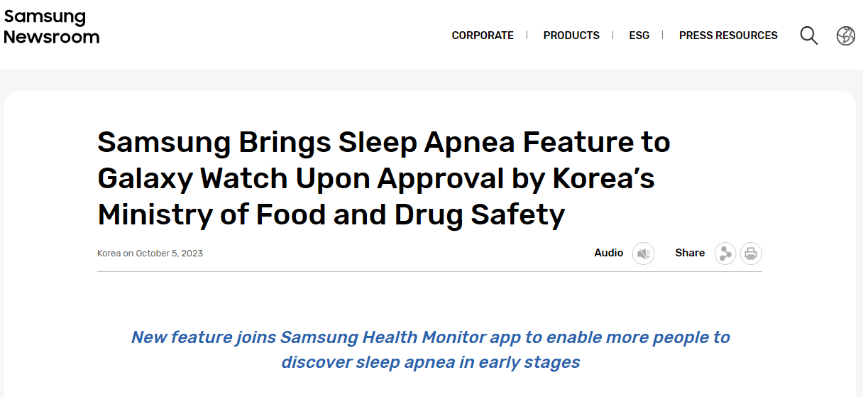 三星睡眠呼吸暂停监测功能在韩获批，明年登陆 Galaxy Watch 手表 