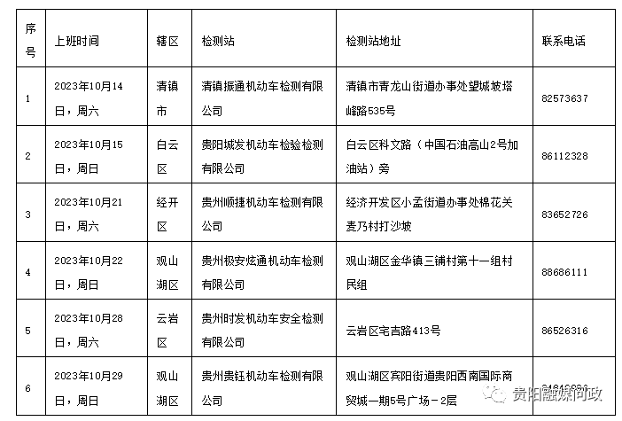 “上班族”年检难？@贵阳车主 ，周末也能办！10月排班表看这里→