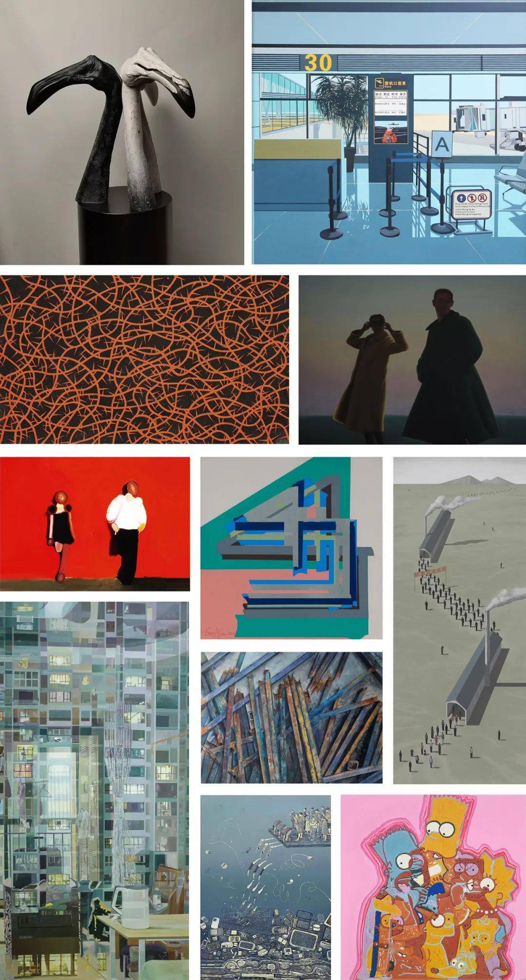 版画,雕塑/装置,综合材料,漆画,水彩及其他艺术门类为线索设置为八大