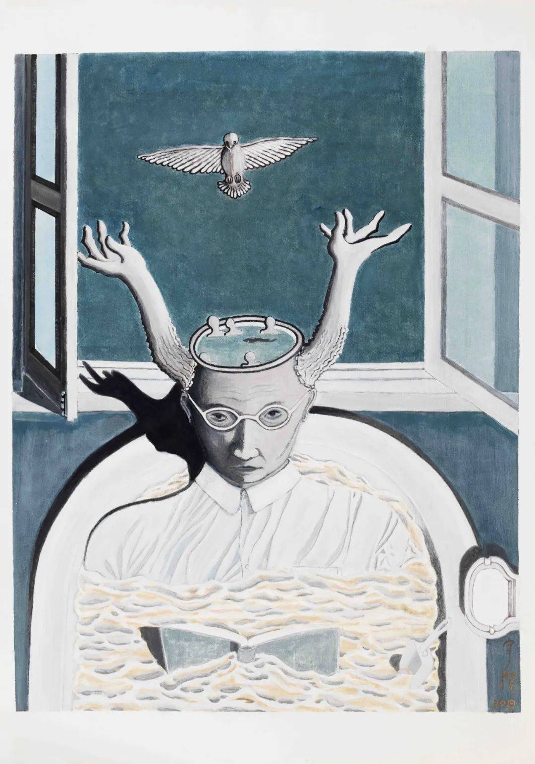 金宇澄:枯东海,鲜八卦_颜色_cm_纸本