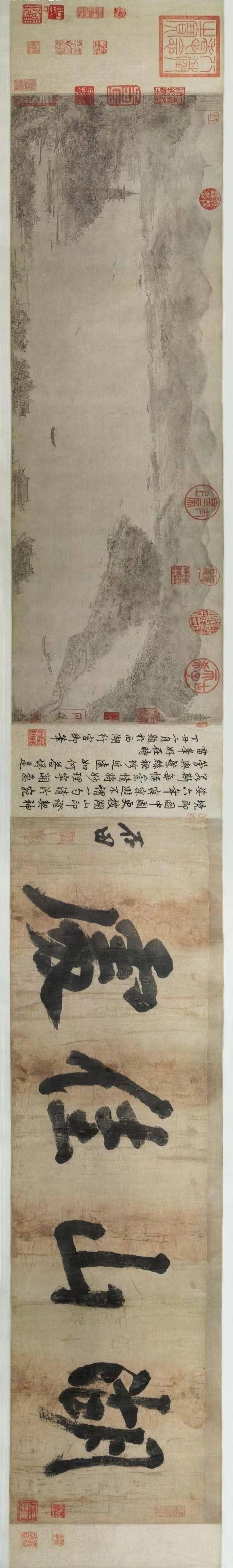 纵目阔远的西湖全景图像——南宋李嵩《西湖图》赏析_乾隆_画卷_画面