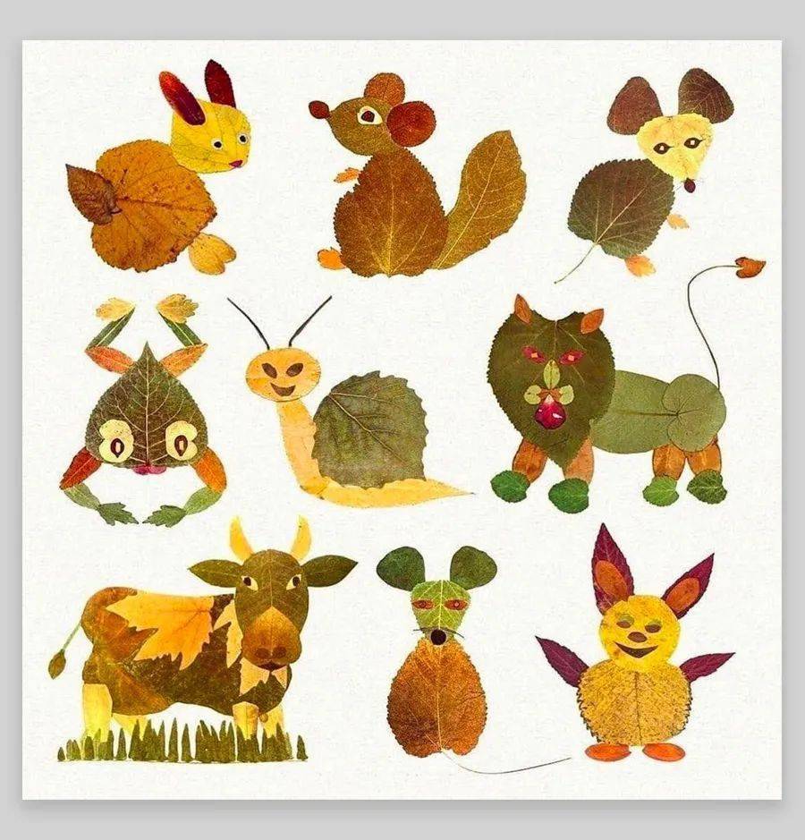 【自然美工】秋叶拼贴,创意无限_幼儿园_创作_工作