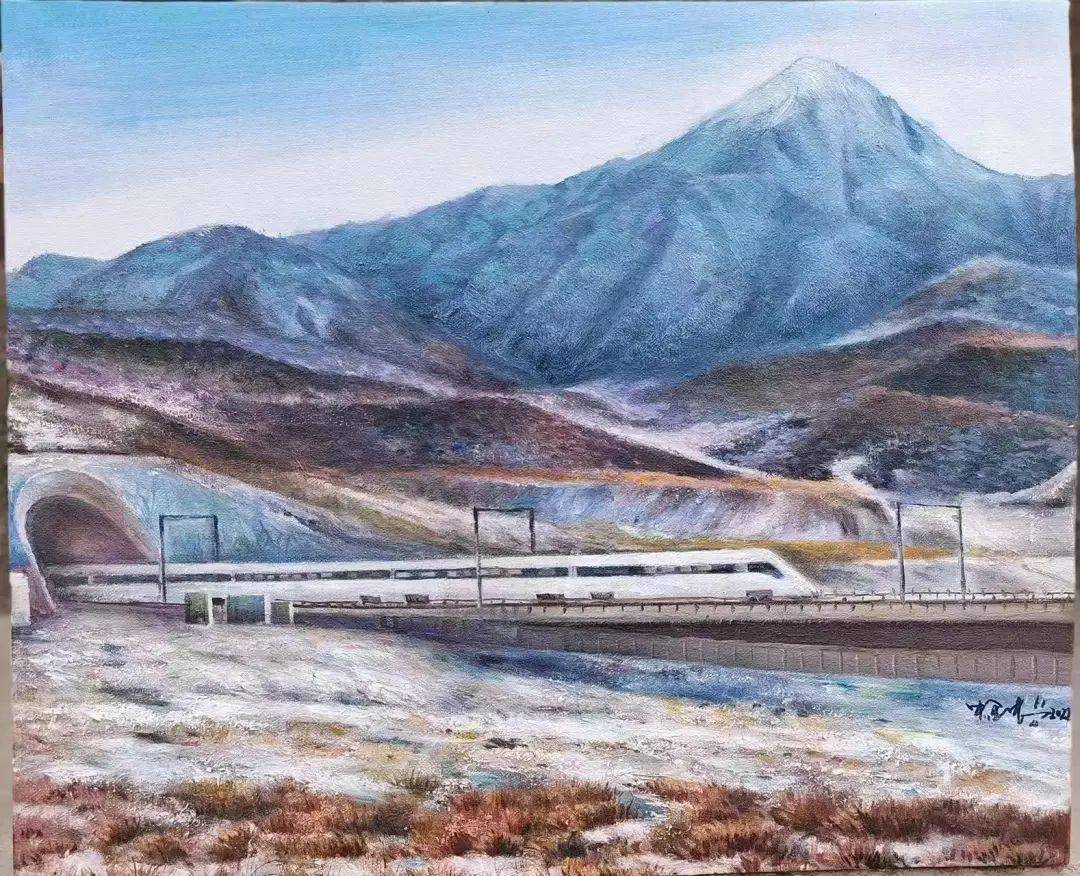 油画作品丨一路风景一路歌_铁路_祁连_杨建忠