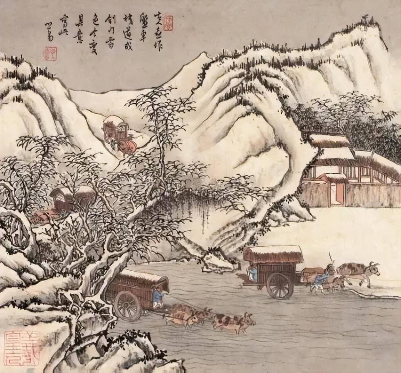 溥心畲的雪景山水画