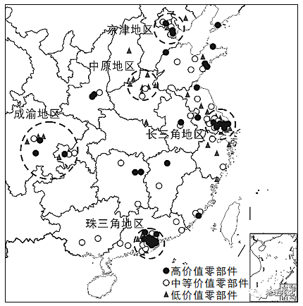 (1)簡述2012~2017年蘋果手機高價值和中低價值零部件分支供應商分佈的