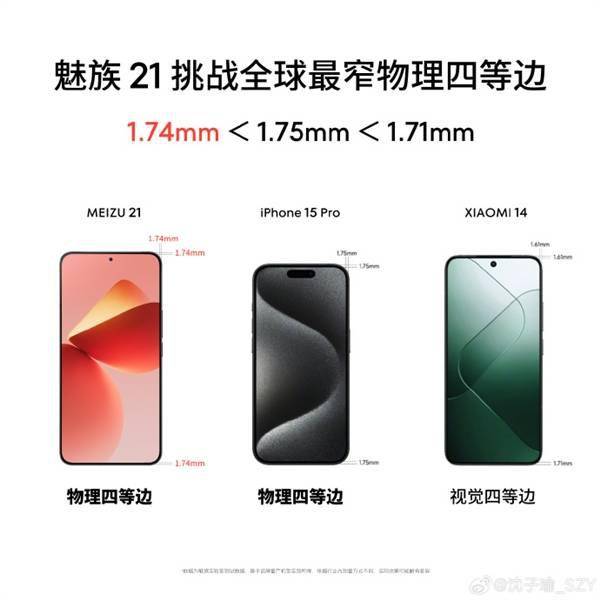 魅族21正面照首次亮相：1.74mm挑战全球最窄物理四等边(图2)