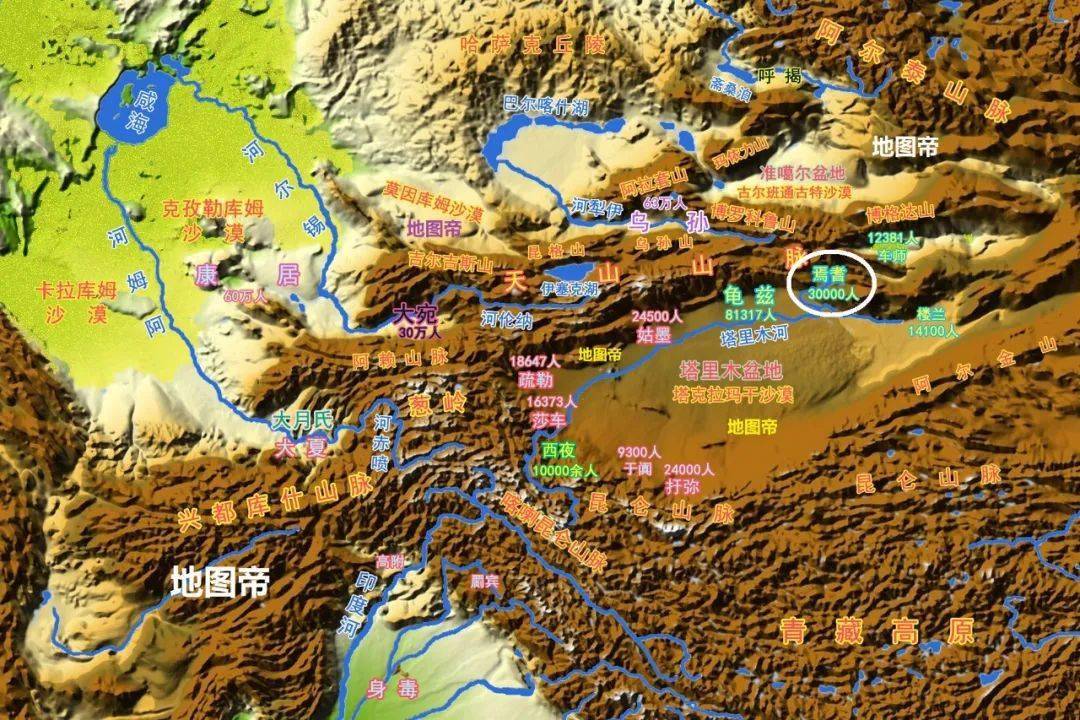 秦汉时期,吐火罗人在博斯腾湖西部建立焉耆国,都城员渠,距长安7300里