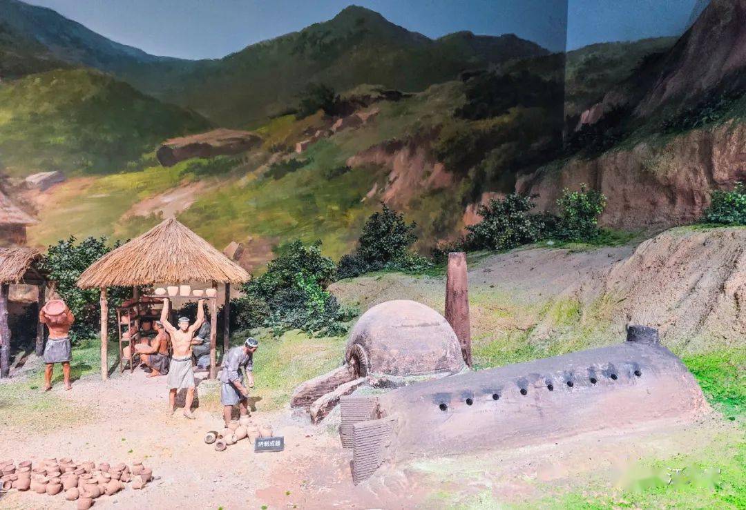 陶器制作场景复原角山遗址出土商周陶斝古代鹰潭信江码头信江码头情景
