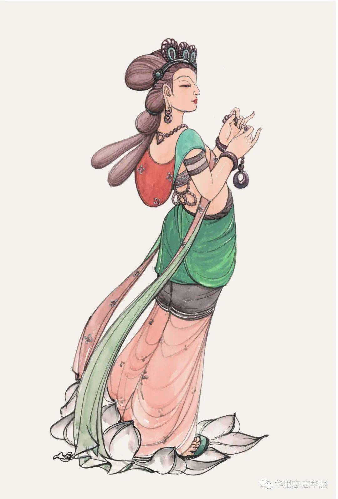 千年敦煌-石窟中的各种服饰设计效果图!_盛唐_莫高窟_供养