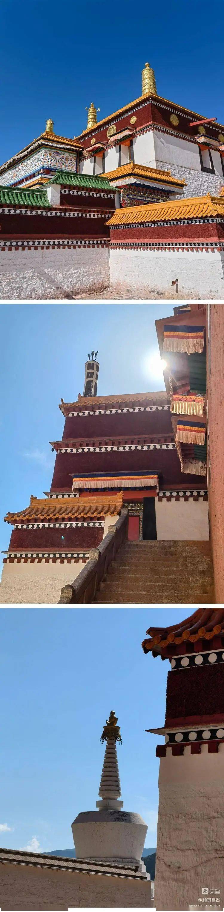 大经堂后门正对着大白塔.大经堂的侧面和后边.