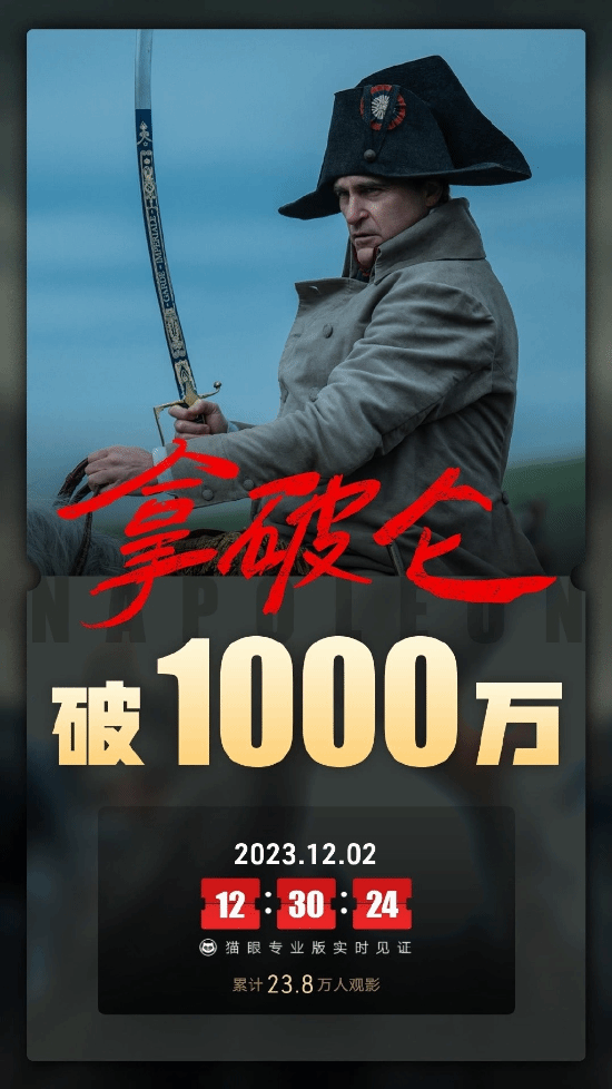 《拿破仑》票房突破1000万！华金·菲尼克斯演活了这位历史人物