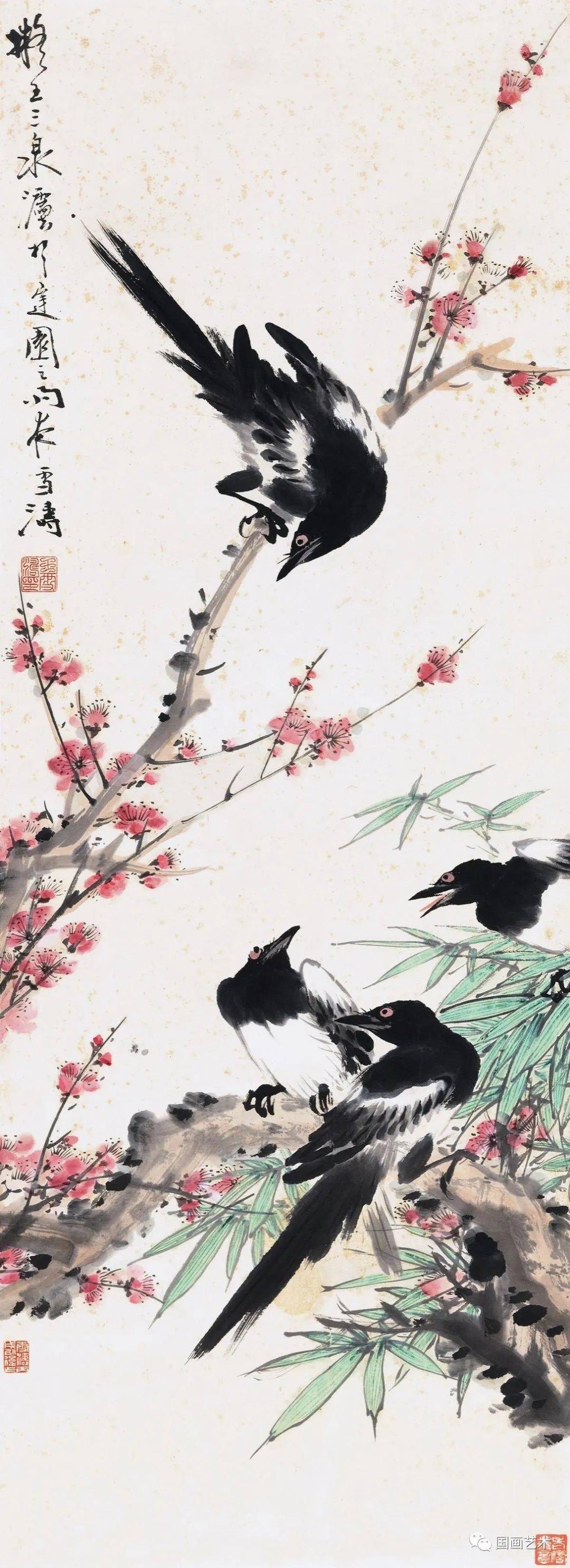 梅花小鸟,无限生机_王雪涛_艺术_八哥