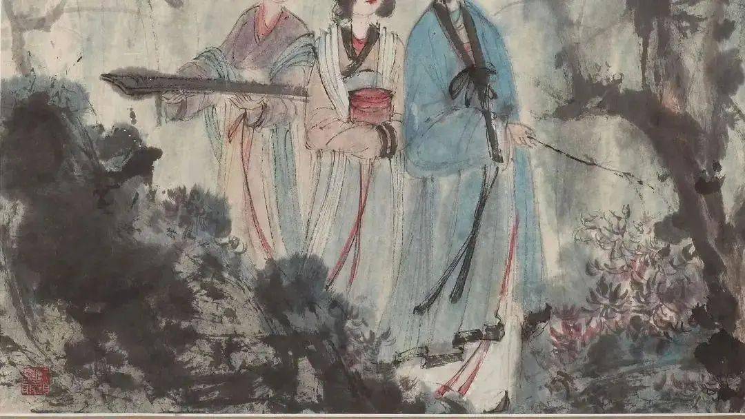 傅抱石《游春图》欣赏!_作品_国画_创作