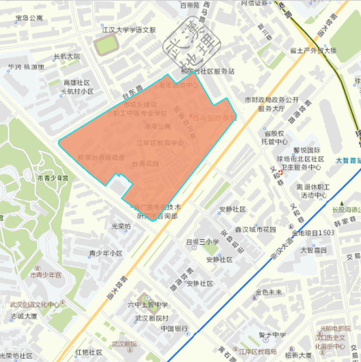 武漢市江岸區土地整理儲備中心儲備土地,位於江岸區解放大道與西馬路