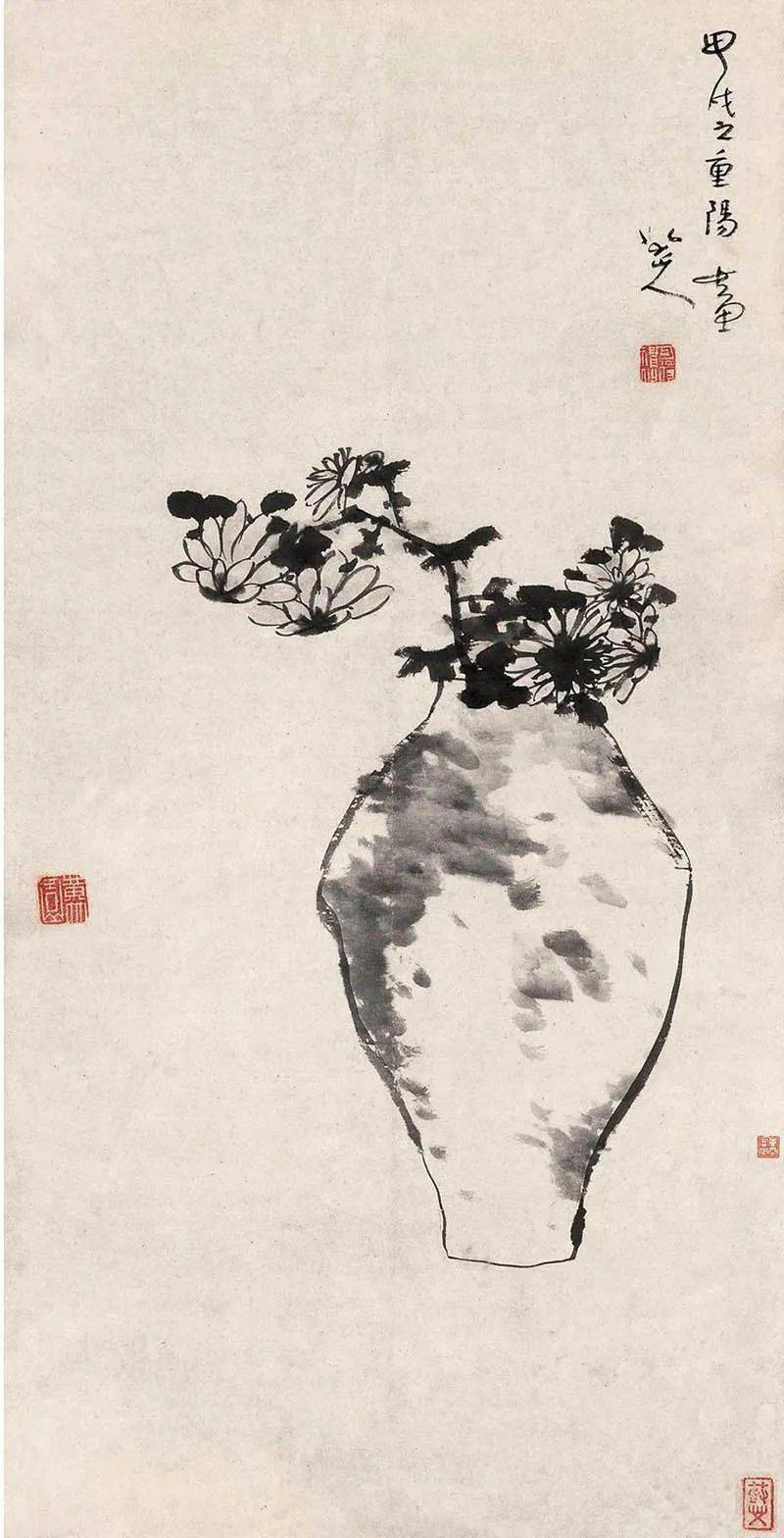 菊花_齐白石_潘天寿