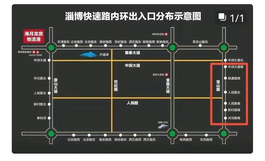 畅快!淄博"首环"仅需35分钟,附内环出入口示意图