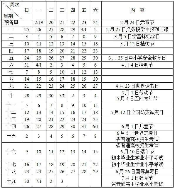 (2024年2月25日—2024年7月3日)第二學期行事曆全市中小學2023/2024學