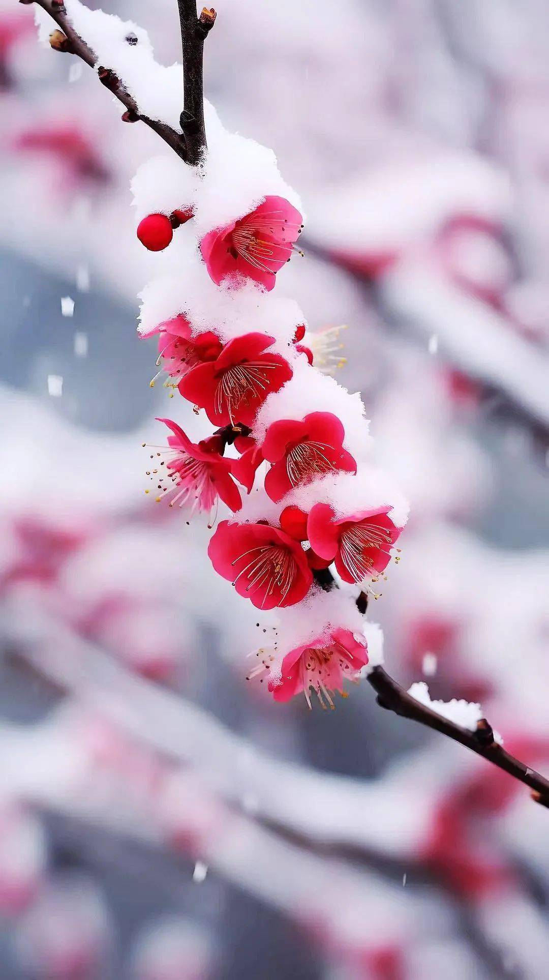 冰雪纷飞梅花红,玉树琼花香满径_红梅_生命_世界