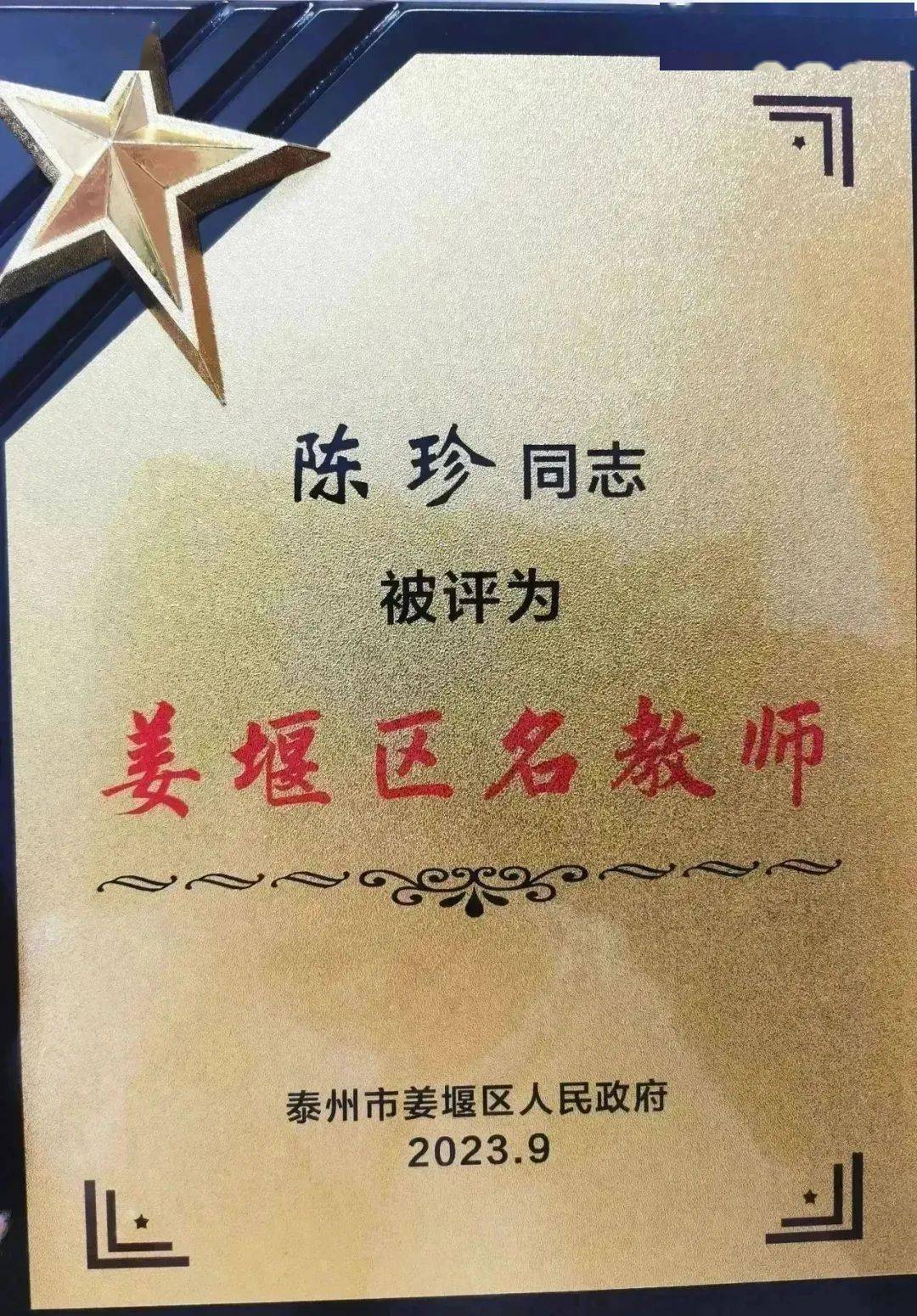 陈珍,郭建珍,丁晶晶获评"名教师";孙玲,陈小璐