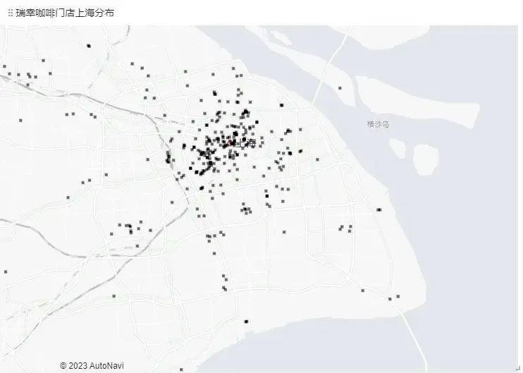 瑞幸上海分佈熱力圖整體上星巴克門店集中在上海市區內環範圍,往外以